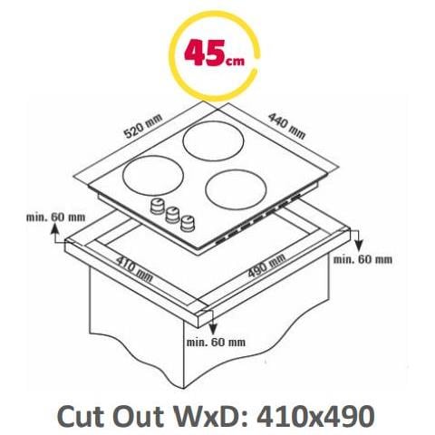 Piano Cottura H4.305. hgsbb Gas Su Vetro, Numero Fuochi / zone Cottura 3, Manopole Rotative Inox Verniciate, Bianco - Foto 2