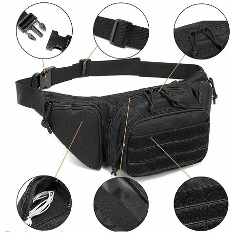 Marsupio Tattico Da Esterno 800d Oxford-nylon Nero - Foto 7