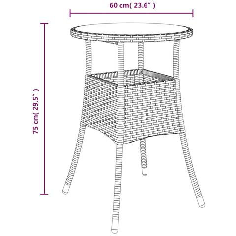 Tavolo Da Giardino 60x75 Cm Vetro Temperato E Polyrattan Nero - Foto 2