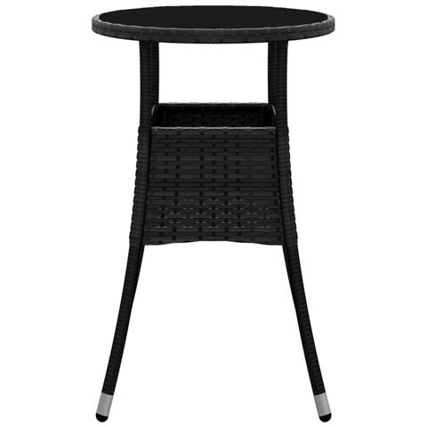 Tavolo Da Giardino 60x75 Cm Vetro Temperato E Polyrattan Nero - Foto 5