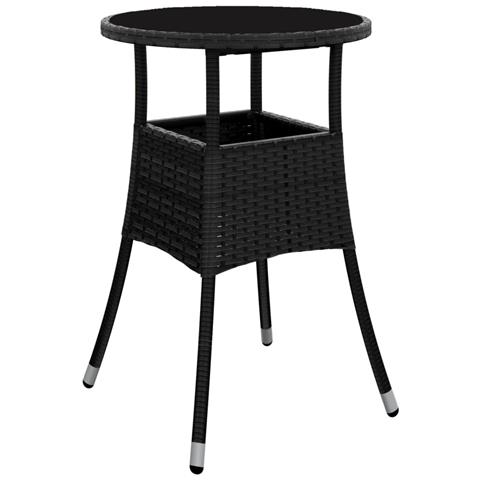 Tavolo Da Giardino 60x75 Cm Vetro Temperato E Polyrattan Nero - Foto 1