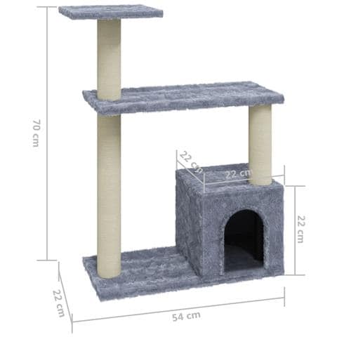 Albero Per Gatti Con Tiragraffi In Sisal Grigio Chiaro 70 Cm - Foto 6