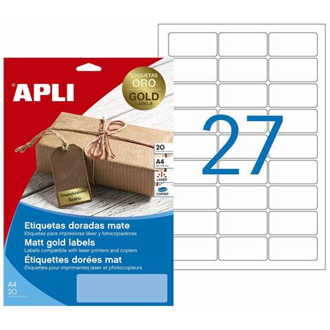 Etichette Per Stampante 63,5 X 29,6 Mm Dorato 20 Foglie - Foto 1