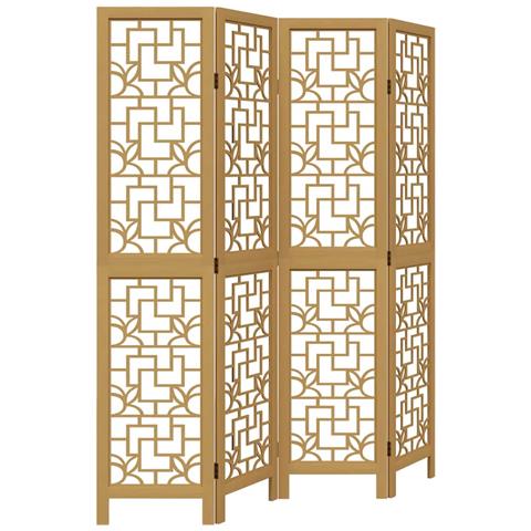 Divisorio Ambienti 4 Pannelli Marrone Legno Massello Paulownia - Foto 1