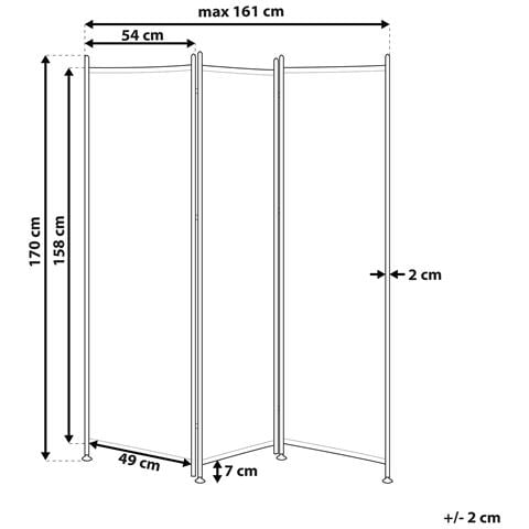 Paravento 3 Pannelli Tessuto Grigio Scuro 160 X 170 Cm Narni - Foto 8
