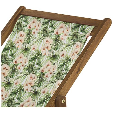 Set Di 2 Sedie A Sdraio Legno Acacia Chiaro Motivo Foglie E Fiori Rosa Anzio - Foto 7