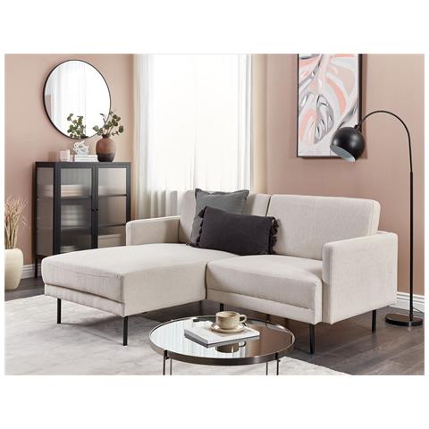 Divano Angolare 2 Posti Breda Tessuto Beige Chiaro Lato Destro - Foto 1