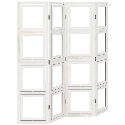 Divisorio Ambienti 4pannelli Bianco Legno Massello Di Paulownia - Foto 1