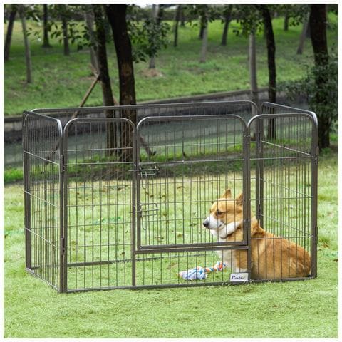 Box Per Cani In Metallo Con Porta E Vassoio Sul Fondo, 125x78x80cm, Grigio - Foto 1