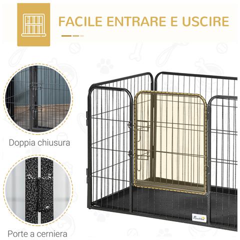 Box Per Cani In Metallo Con Porta E Vassoio Sul Fondo, 125x78x80cm, Grigio - Foto 2
