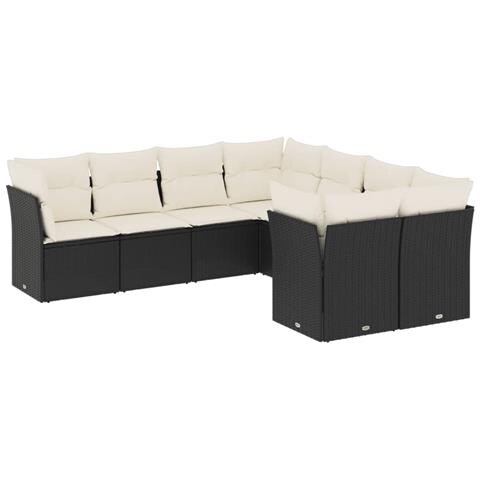 Set Divani da Giardino con Cuscini 8 pz Nero in Polyrattan - Foto 1