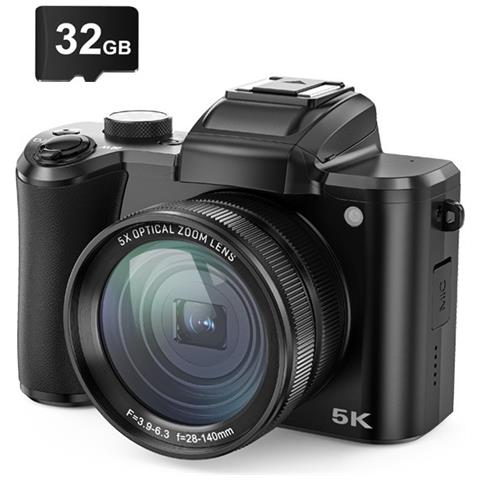 Fotocamera Digitale 5k Con Doppia Fotocamera Anteriore Posteriore, Autofocus, Anti-shake - Foto 1