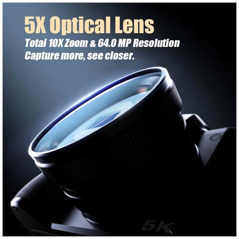 Fotocamera Digitale 5k Con Doppia Fotocamera Anteriore Posteriore, Autofocus, Anti-shake - Foto 7