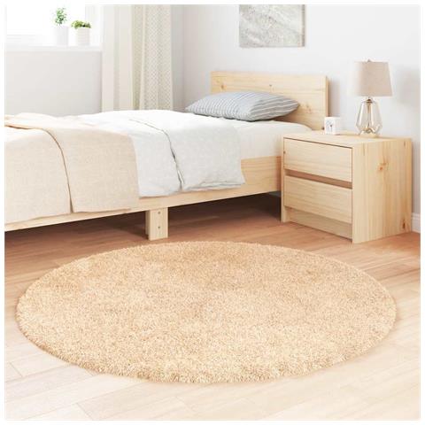 Tappeto Shaggy a Pelo Lungo NAVARRA Beige 120x120 cm poliestere - Foto 9