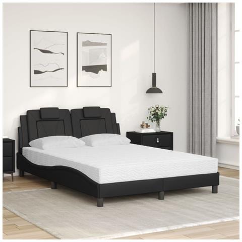 Letto Con Materasso Nero 120x200 Cm In Similpelle - Foto 3