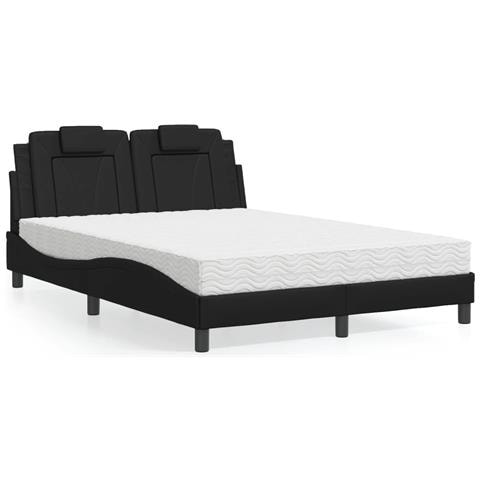 Letto Con Materasso Nero 120x200 Cm In Similpelle - Foto 1