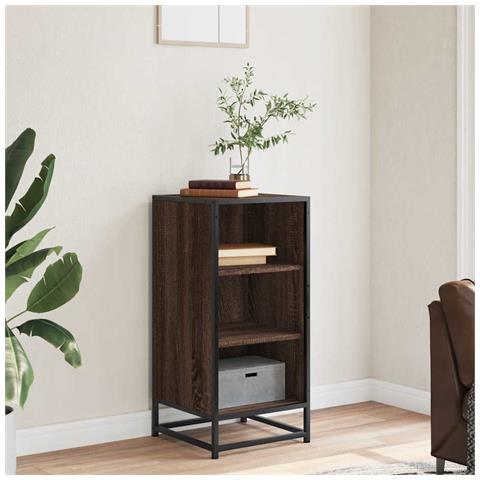 Credenza Rovere Marrone 35,5x35x76 Cm In Truciolato E Metallo - Foto 3