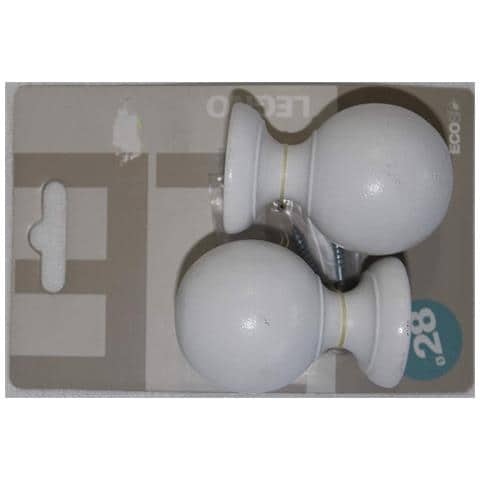 Home Collection 2 Terminali Per Bastoni Tende D. 28 In Legno Bianco*** - Foto 1