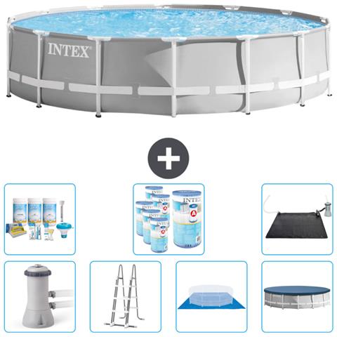 Piscina Fuori Terra - In Giro - 427x427x107 Cm - Grigio - Include Accessori Coordinati Cb44 - Foto 1