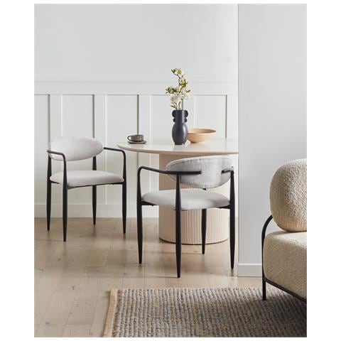 Set Di 2 Sedie Da Pranzo Tanevik Tessuto Bianco Sporco - Foto 1