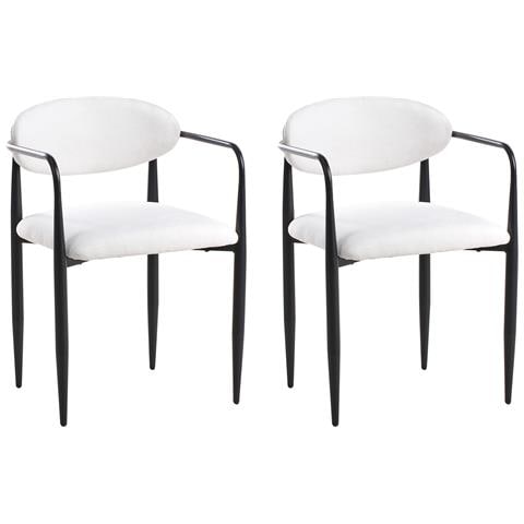 Set Di 2 Sedie Da Pranzo Tanevik Tessuto Bianco Sporco - Foto 2