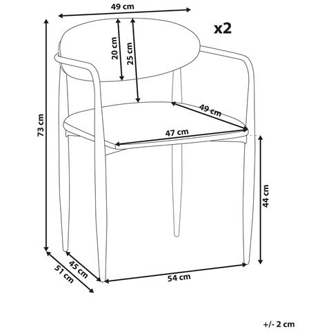 Set Di 2 Sedie Da Pranzo Tanevik Tessuto Bianco Sporco - Foto 8