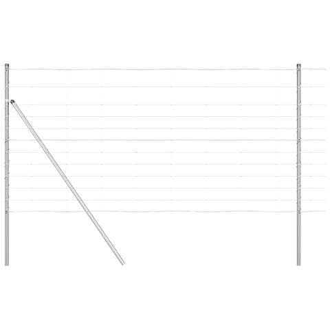 Recinzione da Campo  1.2x50 m in Acciaio Zincato, Pali da Recinzione  13 pezzi Ø32 mm 170 cm in Acciaio Zincato - Foto 1