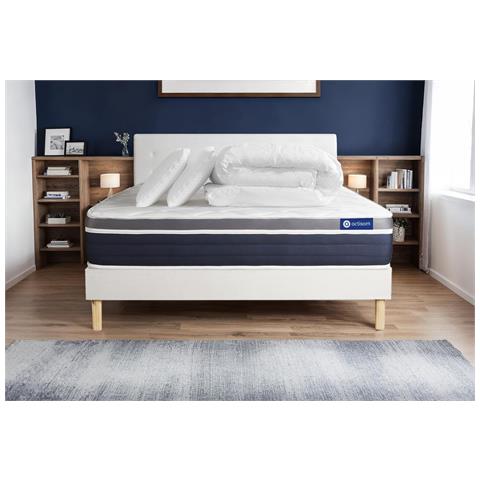 Pacchetto Letto Completo - Materasso 140x200cm + Box Spring Con Doghe (in Kit) + 2 Cuscini + Piumino - Actilatex Confort - Foto 1