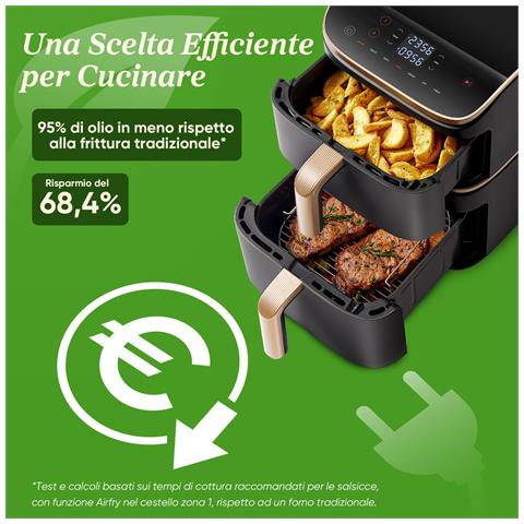 FRIGGITRICE AD ARIA Turbo Tower Pro Smart, 2630W, 10,8 Litri con Rivestimento Ceramico, Doppia Resistenza, Cottura a 3 Livelli, 7 Funzioni, 2 Motori DC, Wifi e Connessione APP - Foto 17