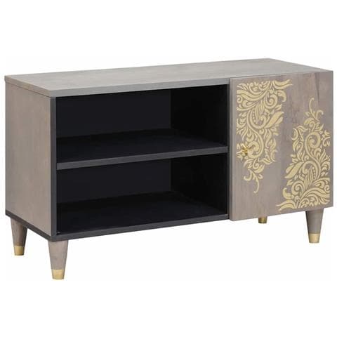 Mobile TV con lo scaffale Grigio e Oro 80 x 31.5 x 46 cm - Foto 1