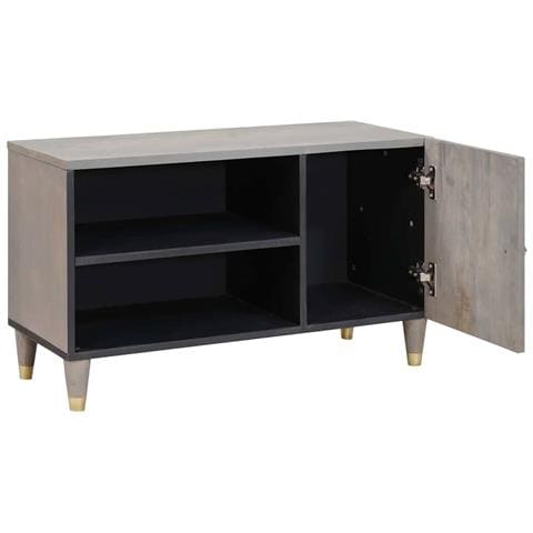 Mobile TV con lo scaffale Grigio e Oro 80 x 31.5 x 46 cm - Foto 2