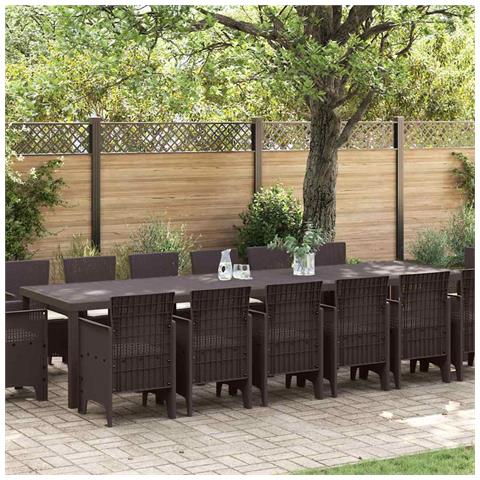 Set da Pranzo per Giardino 15 pcs Marrone Rattan Polt - Foto 2