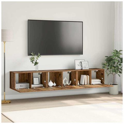 Mobile TV 3 pcs Marrone 60 x 30 x 30 cm Legno multistrato - Foto 2
