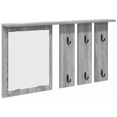 Appendiabiti a muro con specchio Grigio sonoma 85 x 10 x 45 cm - Foto 1