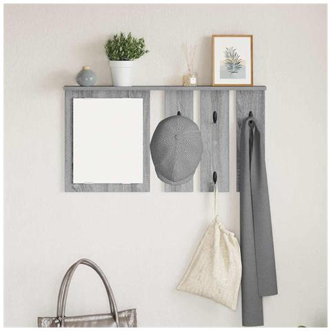 Appendiabiti a muro con specchio Grigio sonoma 85 x 10 x 45 cm - Foto 2