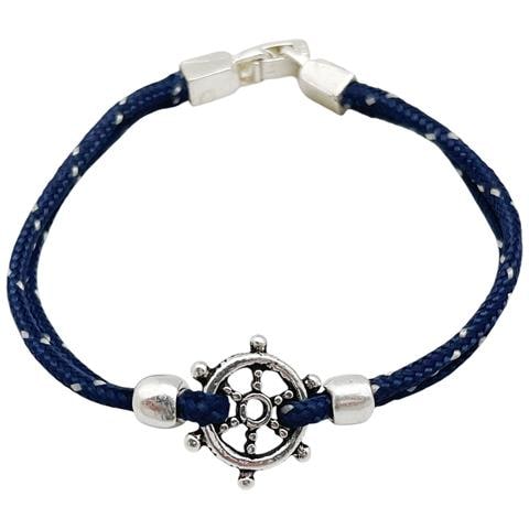 Set Di Bracciale E Portachiavi Da Marinaio In Paracord Di Diaspro Blu - Foto 2