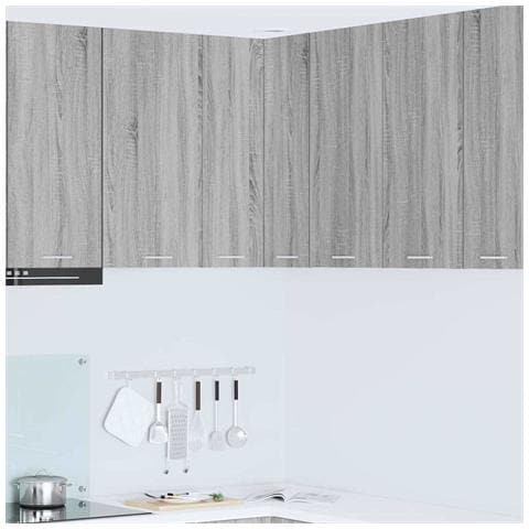 Armadio pensile Riga Grigio Sonoma e Bianco 57 x 57 x 80 cm - Foto 2