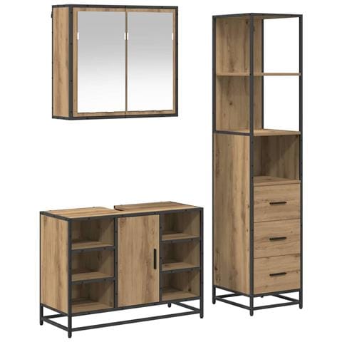 Set di mobili per il bagno con porta 3 pcs Rovere artigianale - Foto 1