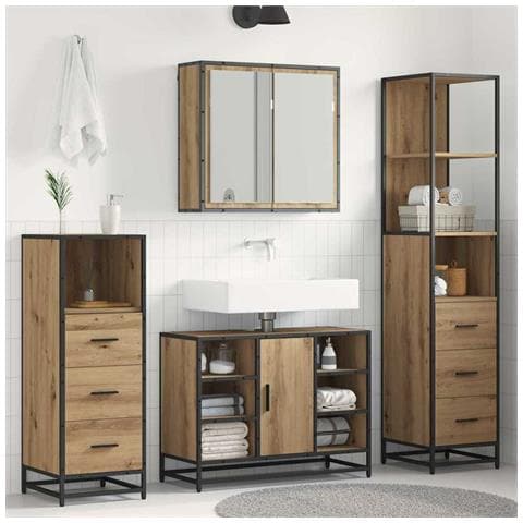 Set di mobili per il bagno con porta 3 pcs Rovere artigianale - Foto 2