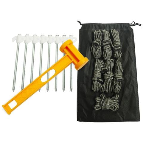 Set Di Picchetti Per Tenda + Martello: Kit Da Campeggio 30cm X 35cm Con Corde Antivento - Foto 1
