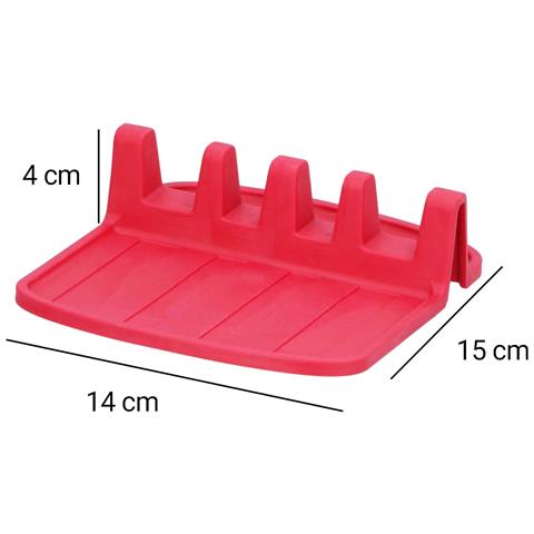 Porta Cucchiaio Compatto In Silicone Antiscivolo 15x14 Cm, Rosso - Foto 5