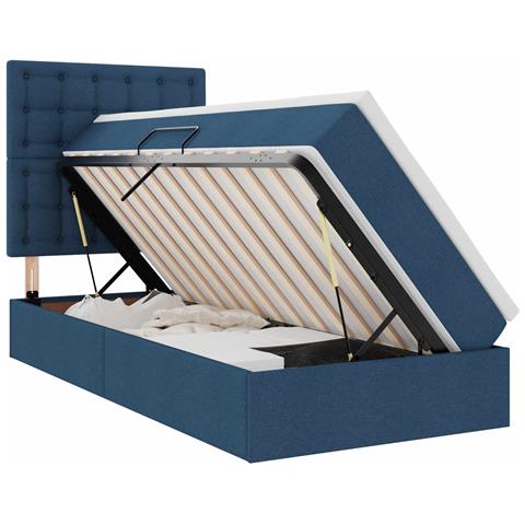 Letto con contenitore e LED con led Blu 100 x 200 cm Poliestere - Foto 1