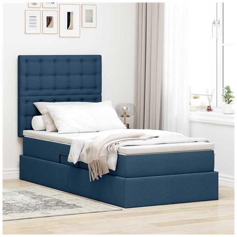 Letto con contenitore e LED con led Blu 100 x 200 cm Poliestere - Foto 2