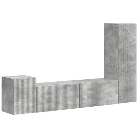 Set mobile TV 4 pcs Grigio cemento Legno multistrato - Foto 1