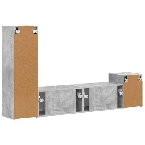 Set mobile TV 4 pcs Grigio cemento Legno multistrato - Foto 9