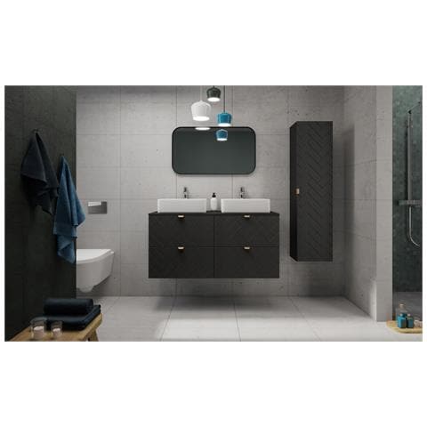 | Mobile sottolavabo 120 cm - Noir Mat - Mobili bagno - Mobili bagno - Mobile sottolavabo - Piano di lavoro marrone - Foto 10