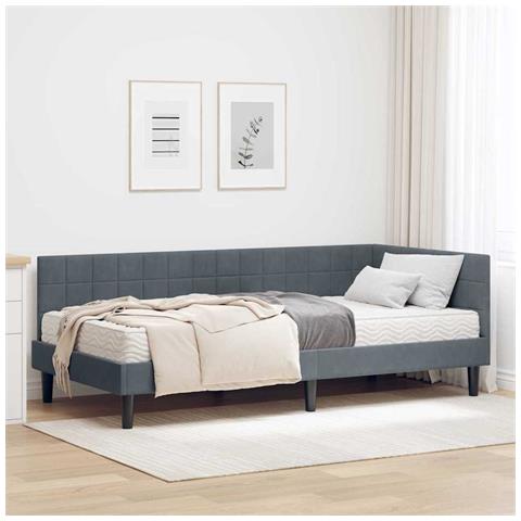 Struttura Letto Angolare con Materasso 2 pcs Grigio Velluto - Foto 2