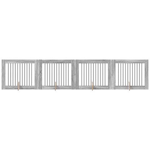 Cancello per cani con supporti 4 pcs Grigio Sonoma 100 x 80 cm - Foto 1