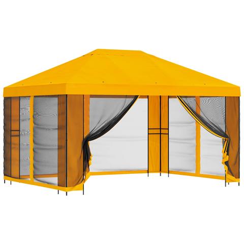 Gazebo da giardino con pareti laterali 4 × 3 m Giallo - Foto 1