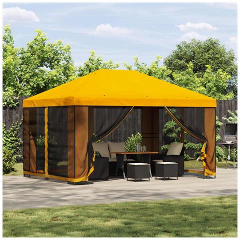 Gazebo da giardino con pareti laterali 4 × 3 m Giallo - Foto 2